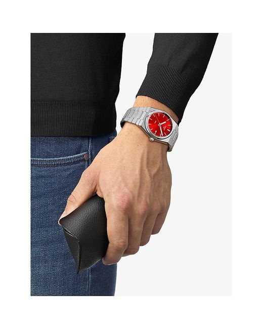 Tissot Red T1374101142100 Prx 40Mm Stainless-Steel Quartz Watch for men