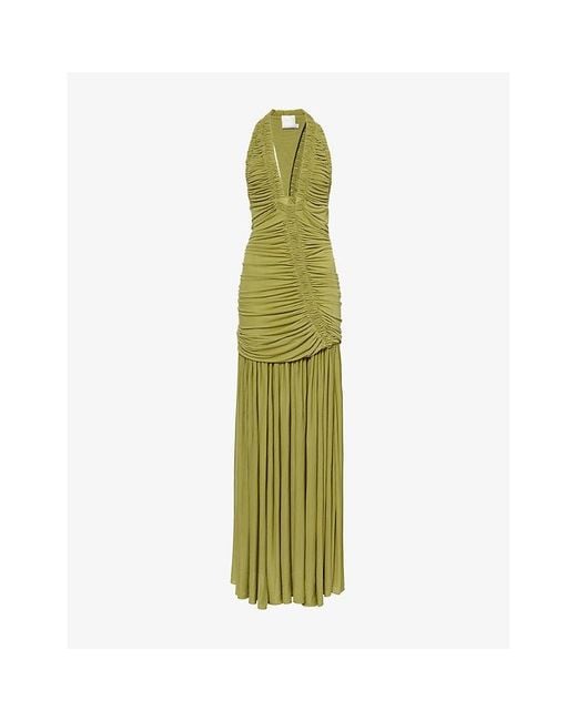 Christopher Esber Green Orion Woven-Blend Maxi Dress