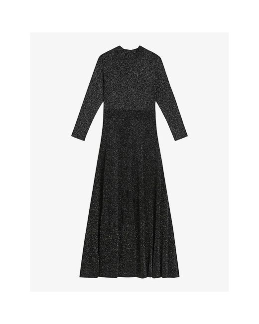 Ted Baker Black Kannie Metallic Stretch-knit Maxi Dress