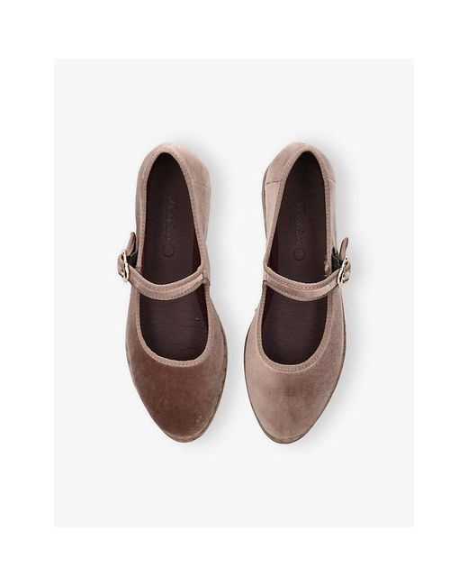 Flabelus Brown Double Alcmena Cotton-Velvet Ballet Flats