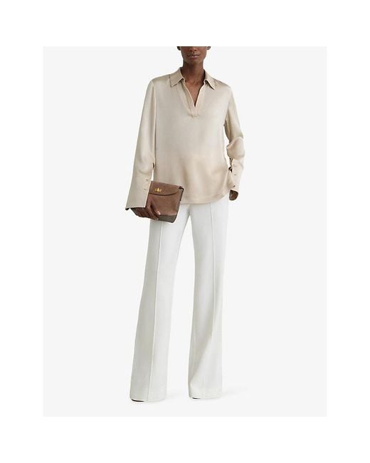 Reiss Natural Marina Open-Collar Silk Blouse