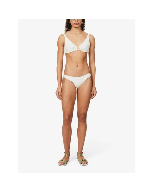 Away That Day White Fiji High-Rise Bikini Bottoms