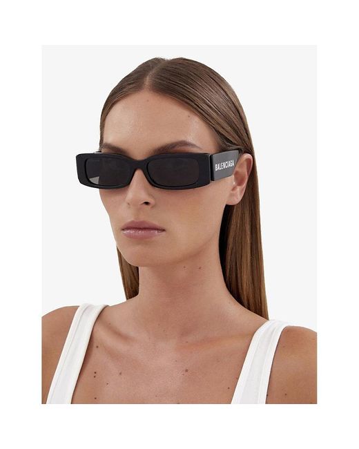 Balenciaga Black Bb0260s Rectangle-frame Acetate Sunglasses