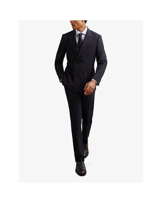 Reiss Blue Remote Slim-Fit Cotton-Sateen Shirt for men