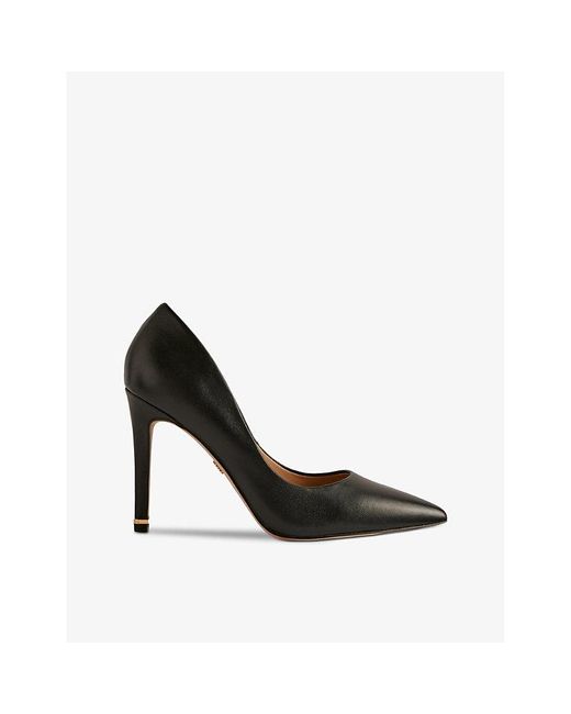 Ted Baker Black Caaraa Embellished-heel Faux-leather Court Shoes