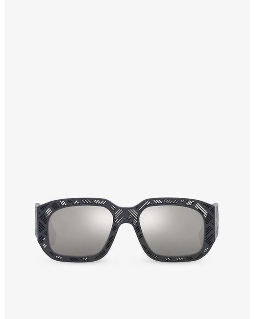 Fendi Gray Fe40113i Shadow Rectangle-frame Acetate Sunglasses for men