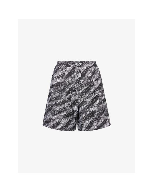 Jacquemus Gray Fish-Print Wide-Leg Cotton Shorts for men