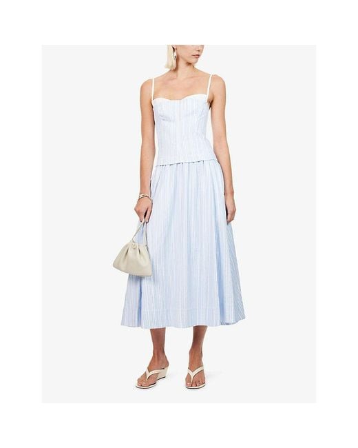 Jonathan Simkhai White Quinlin Bustier Woven Midi Dress