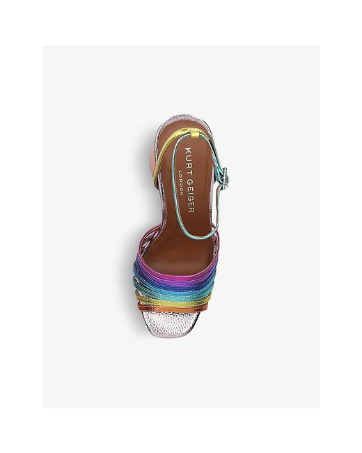 Kurt Geiger Multicolor Pierra Gem-Embellished Leather Platform Sandals
