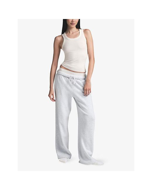 Skims White Scoop-Neck Ribbed Stretch-Cotton Tank Top