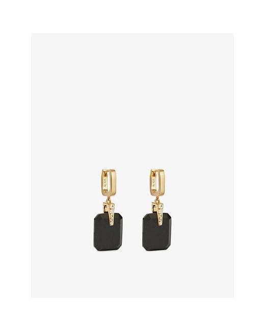 Astley Clarke Metallic Deco Maxi 18Ct, Onyx And Sapphire Drop Huggies