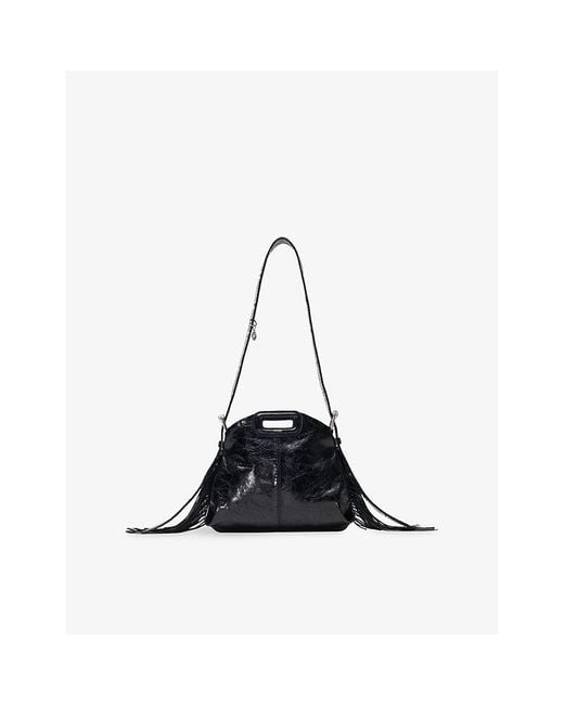 Maje Black Miss M Logo-Charm Leather Shoulder Bag