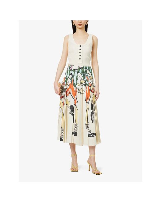 Bottega Veneta Metallic Graphic-pattern High-rise Silk-blend Midi Skirt