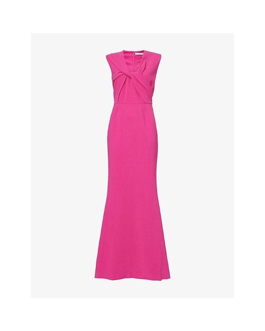 Givenchy Pink Cady Draped Woven Maxi Dress
