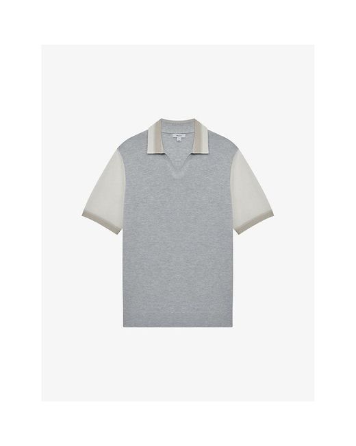 Reiss Gray Kingsford Striped Woven-blend T-shirt X for men