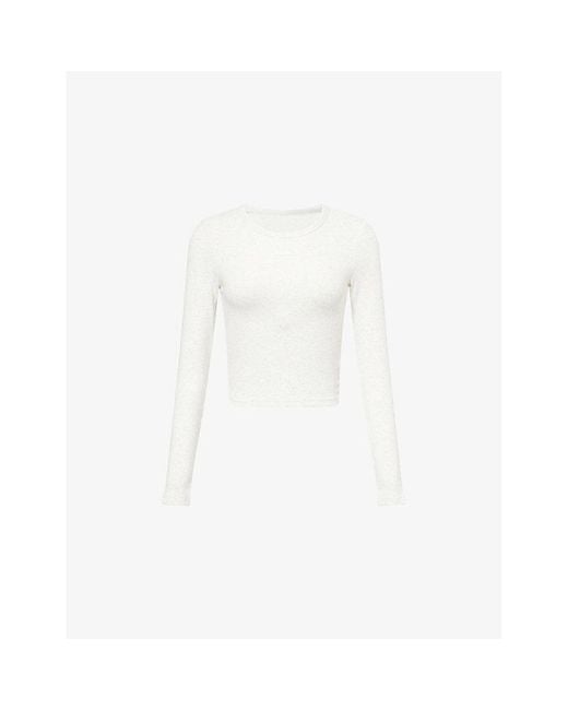Ru & Rocka White Logo-Patch Ribbed Cotton Top