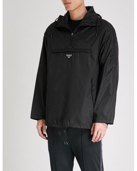 Prada Synthetic Triangle-logo Zip-up Parka in Black for Men Mens Clothing Jackets Down and padded jackets 