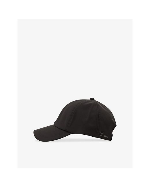 Reiss Black Caleb Brand-Embroidered Woven Cap for men