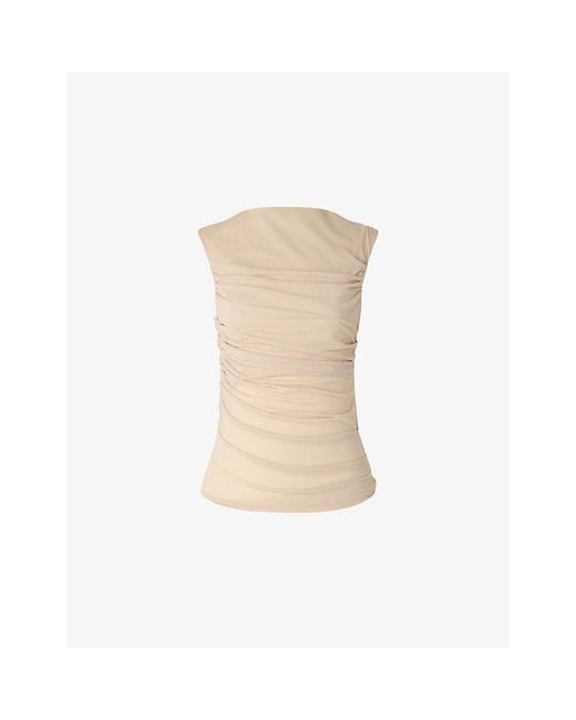 Soeur Natural Irina Gathered-Detail Cotton-Blend Vest Top