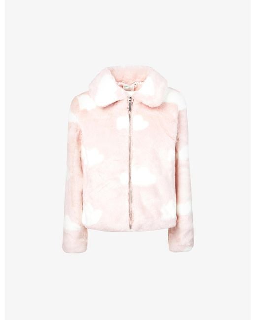 Skinnydip London Pink Cloudy Collared Faux-fur Coat