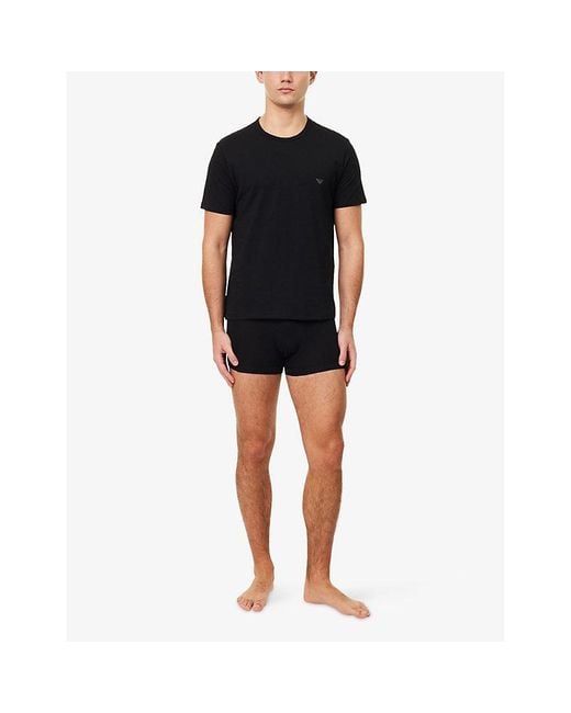 Emporio Armani Black Logo-Print Pack Of Two Cotton-Jersey T-Shirts for men