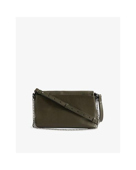 Zadig & Voltaire Green Rocky Ii Wing-Embellished Leather Cross-Body Bag