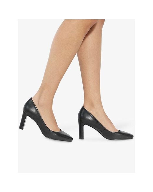 Dune Black Arriving Leather Heeled Courts