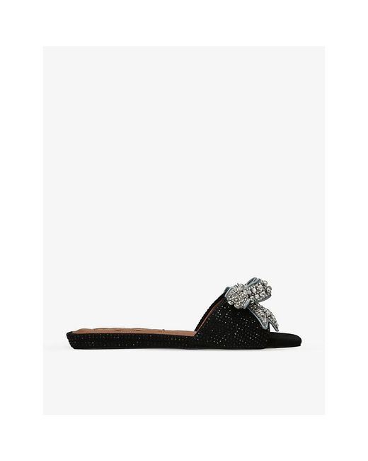 Kurt Geiger Black Kensington Bow-Embellished Velvet Sandals