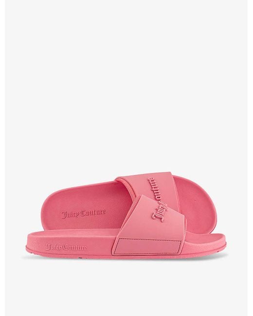 Juicy Couture Pink Breanna Logo-embossed Rubber Sliders