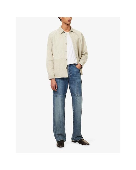 FRAME Natural Collared Button-Up Suede Shirt for men