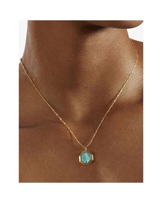 Monica Vinader Blue St. Christopher 18Ct-Plated Vermeil Sterling- And Pendant