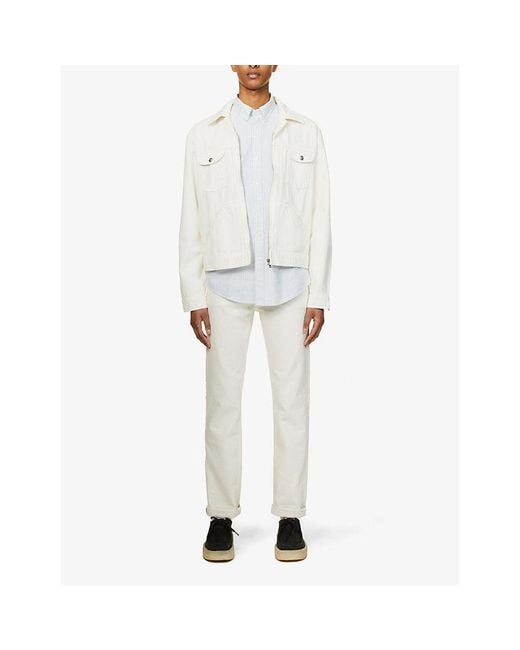 Polo Ralph Lauren White Long-Sleeved Button-Down Slim-Fit Cotton Oxford Shirt for men