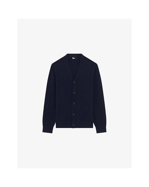 The Kooples Blue V-Neck Relaxed-Fit Cashmere-Blend Cardigan for men
