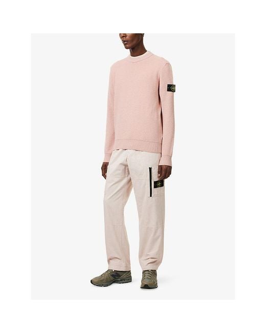 Stone Island Natural Logo-Patch Straight-Leg Cotton Cargo Trousers for men
