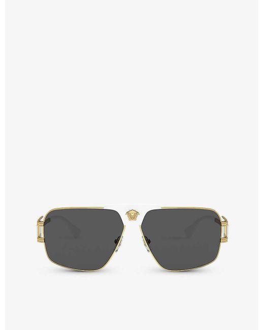 Versace Gray Ve2251 Pillow-frame Steel Sunglasses