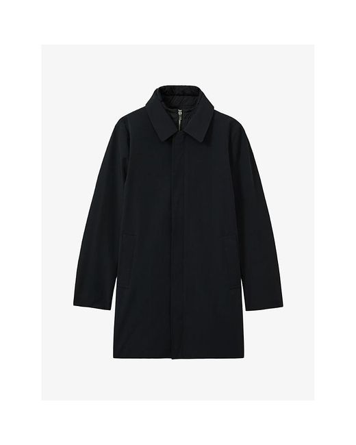 Reiss Black Logan Funnel-Neck Regular-Fit Stretch-Nylon Coat for men