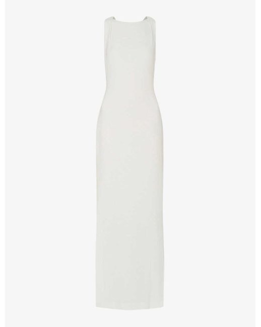 Whistles White Tie Back Slim-fit Stretch-crepe Maxi Dress