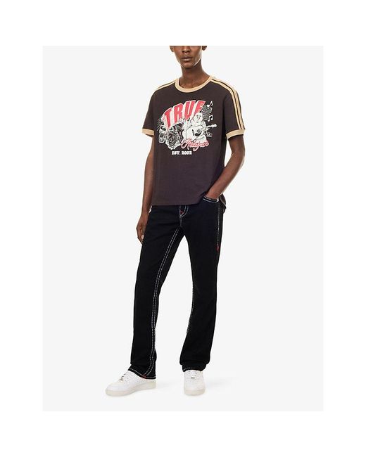 True Religion Black Ricky Super T Flap Contrast-Stitch Denim Jeans for men