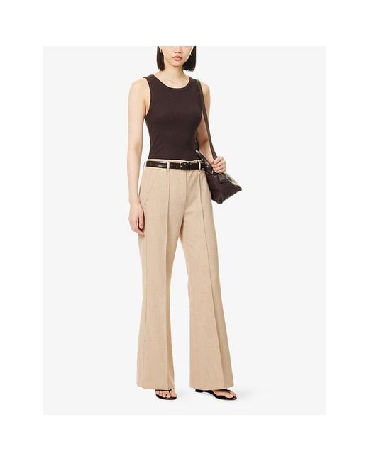 ME+EM Natural The Tailored Leg-Elongator Flared Woven Trousers