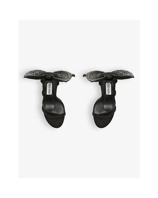Steve Madden Black Bellarosa Bow-embellished Heeled Satin Sandals