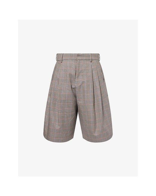 Charles Jeffrey Gray Aberdeen Check-Print Cotton-Poplin Shorts for men