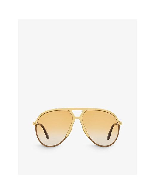 Tom Ford Natural Tr001674 Xavier Aviator-frame Metal Sunglasses