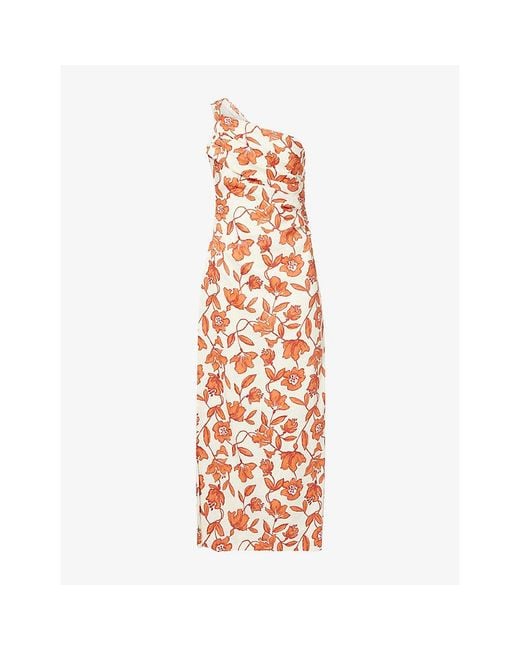 Sir Orange Chloe One-Shoulder Linen-Blend Maxi Dress