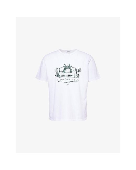 Palmes White Public Embroidered Cotton-Jersey T-Shirt for men