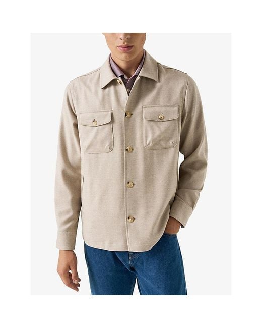 Eton of Sweden Natural Four Pocket Relaxed-Fit Wool And Cashmere Overshirt for men