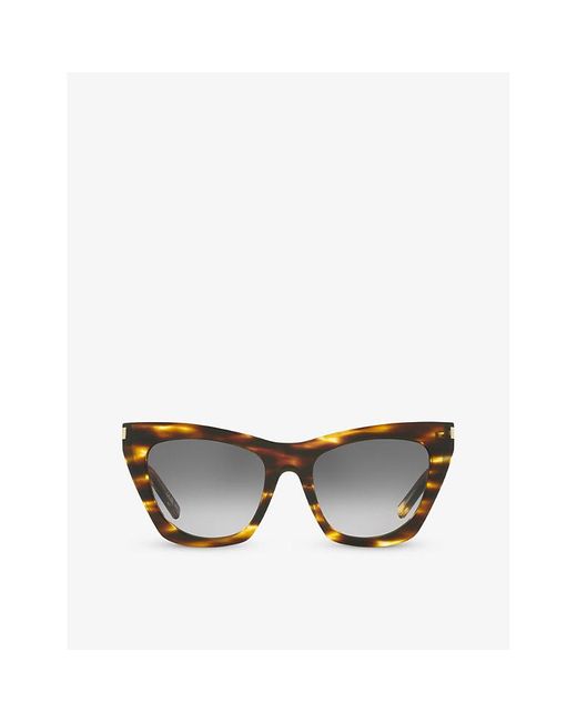 Saint Laurent Gray Sl214 Kate Cat-eye-frame Acetate Sunglasses