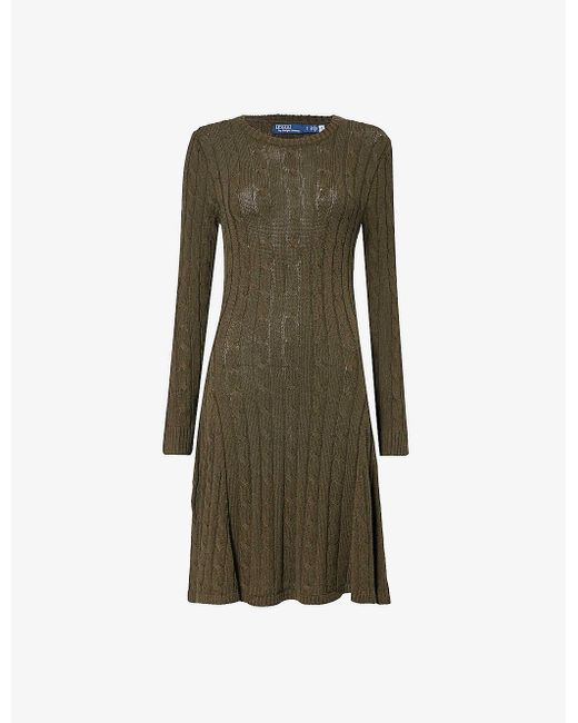 Polo Ralph Lauren Green Day Round-neck Knitted Mini Dress