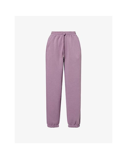 BO+TEE Purple Brand-Embroidery Wide-Leg Cotton-Blend Jogging Bottoms