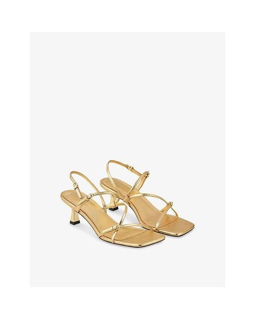 Sandro Metallic Strappy 65 Leather Heeled Sandals