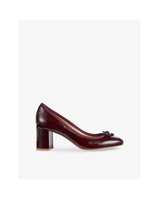 L.K.Bennett Red Juliette Bow-Embellished Patent-Leather Courts